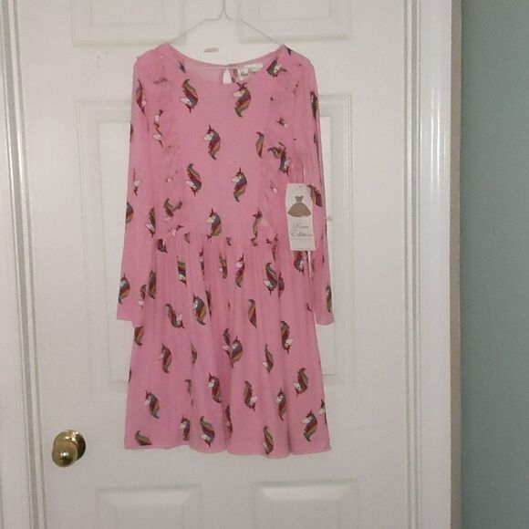 Rare Editions pink unicorn dress Sz 10 NWT - Picture 1 of 6